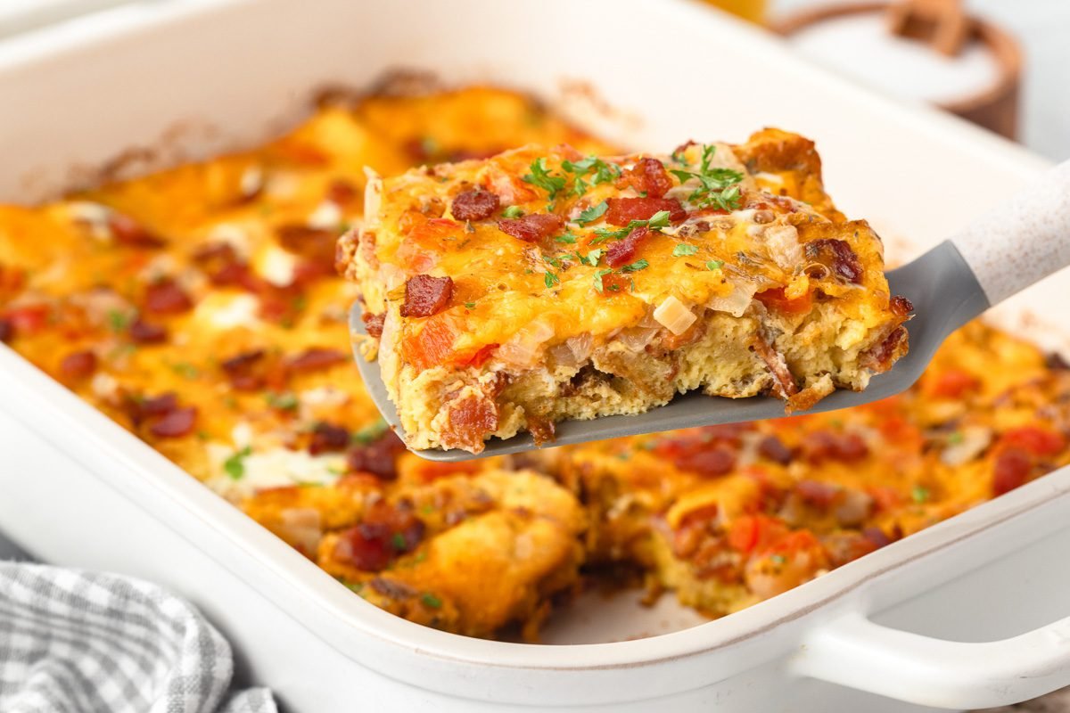 Bacon Egg and Cheese Breakfast Casserole | She's Not Cookin'
