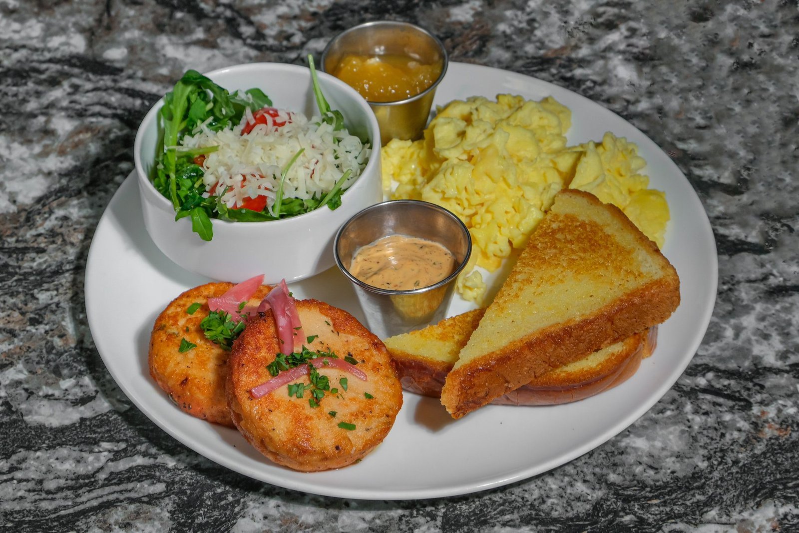 Salmon Croquette & Eggs - Food - Breakfast at Barney's - Breakfast  Restaurant in Atlanta, GA