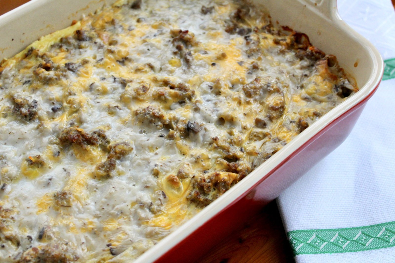 Sausage Mushroom Breakfast Strata