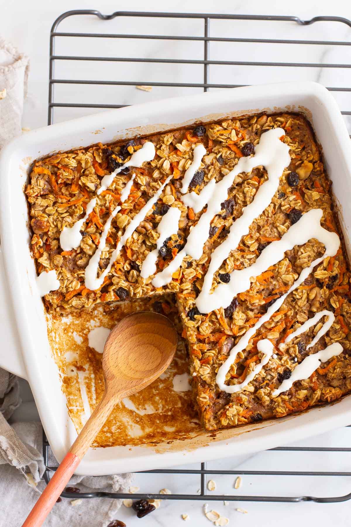 Carrot Cake Baked Oatmeal - iFoodReal.com