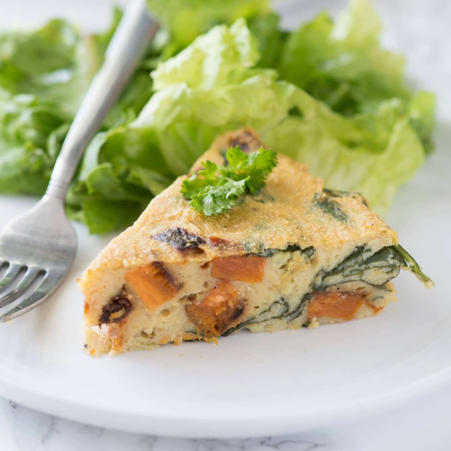 Recipe: Spinach & Sweet Potato Chickpea Crustless Quiche
