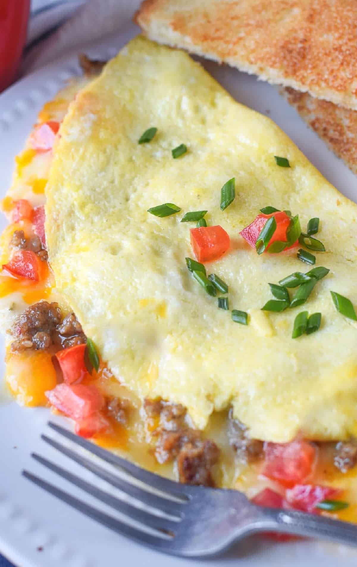 Sausage Tomato Cheese Omelet