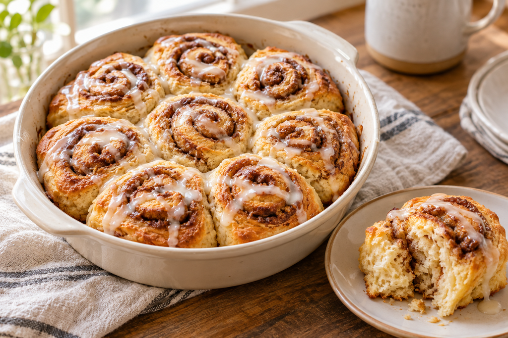 Cinnamon-Sugar Biscuit Rolls With Vanilla Glaze