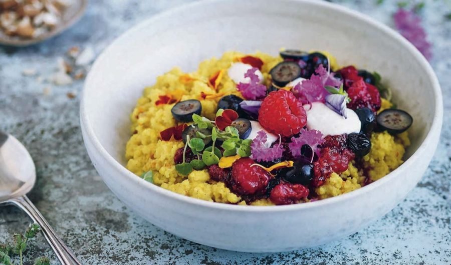 TURMERIC MILLET PORRIDGE WITH BERRIES — Three By One Europe®