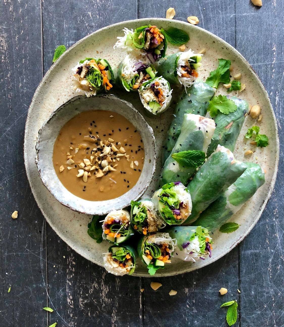Tofu Rice Paper Rolls with Peanut Hoisin — Dear Fig