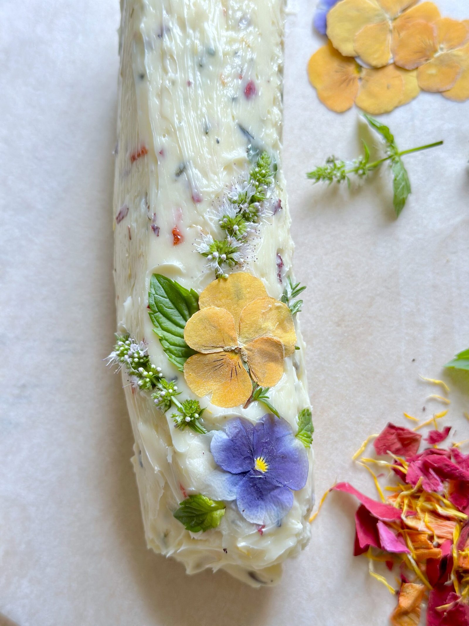 Edible Flower Butter (A Beautiful Honey Herb Butter for Entertaining) - Celebrated Nest