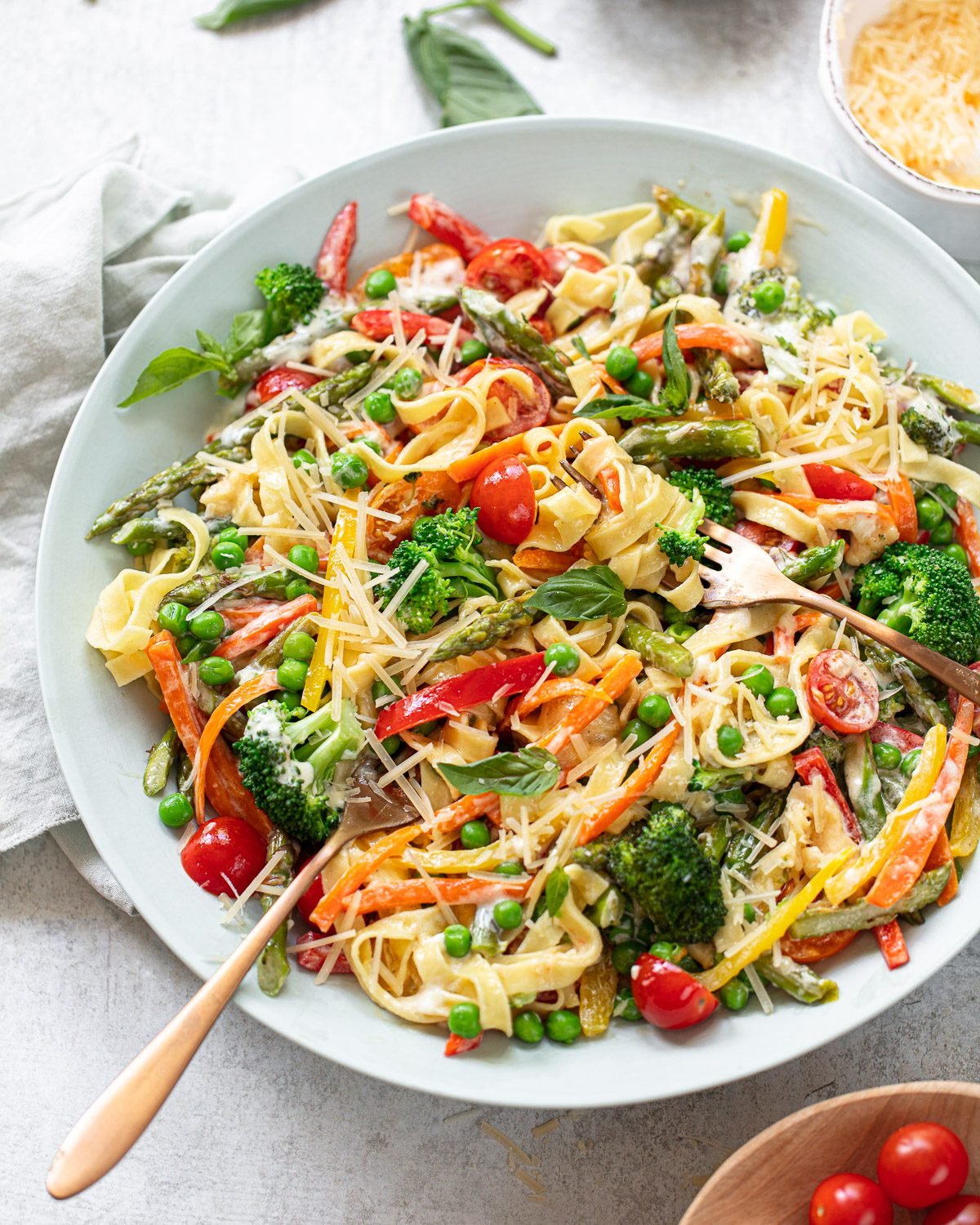Vegetable Pasta Primavera with Cream Sauce