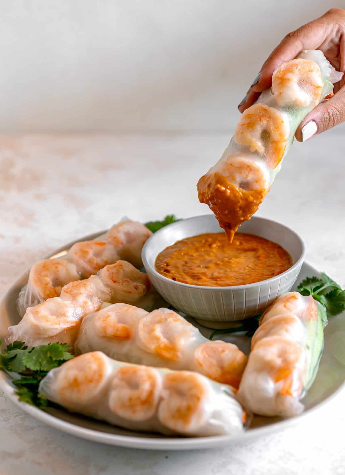 Vietnamese Shrimp Spring Rolls With Spicy Peanut Sauce - Girl With The Iron  Cast