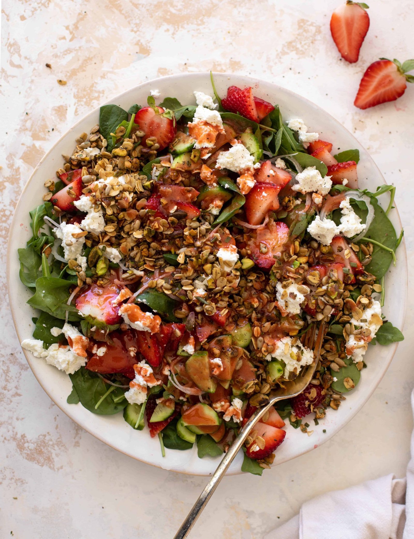 Strawberry Cucumber Salad with Savory Granola