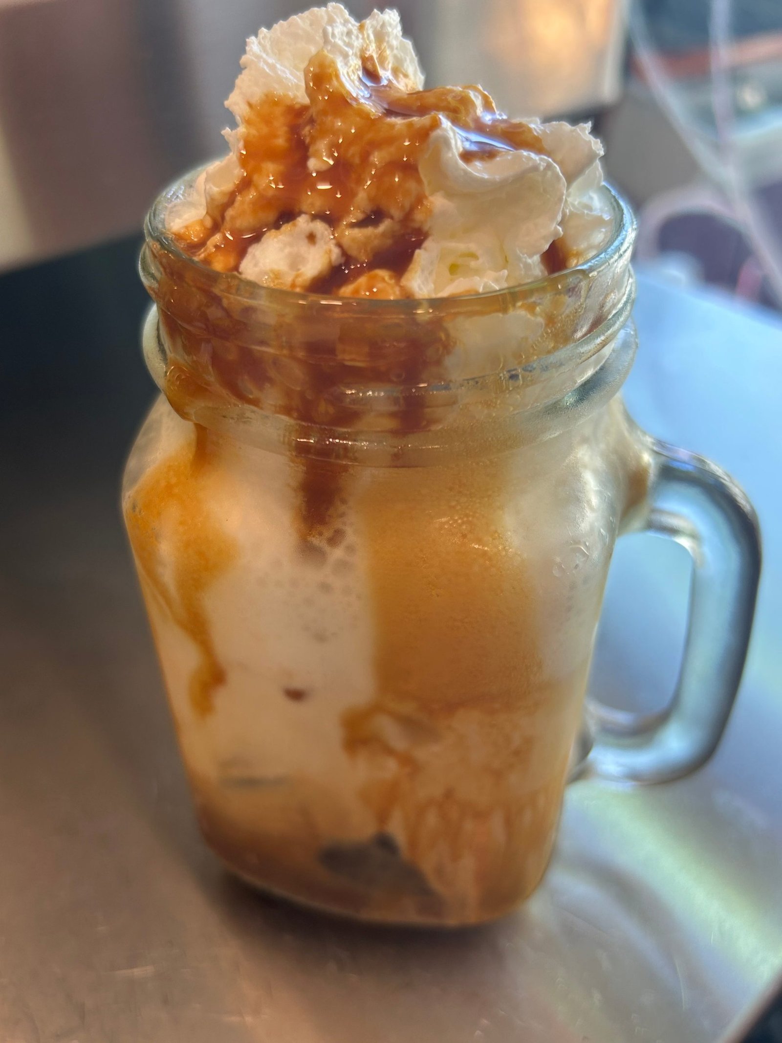 Iced Caramel Macchiato with Whip Cream | College Treats-Treat Yourself Well