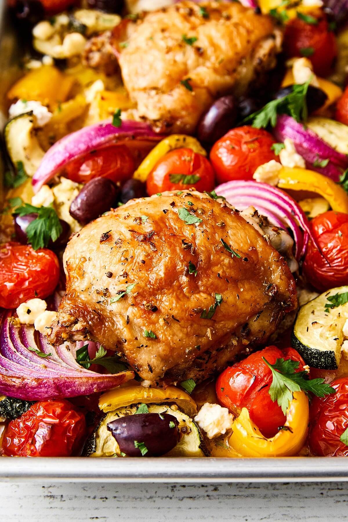 Greek Sheet Pan Chicken Dinner - Downshiftology
