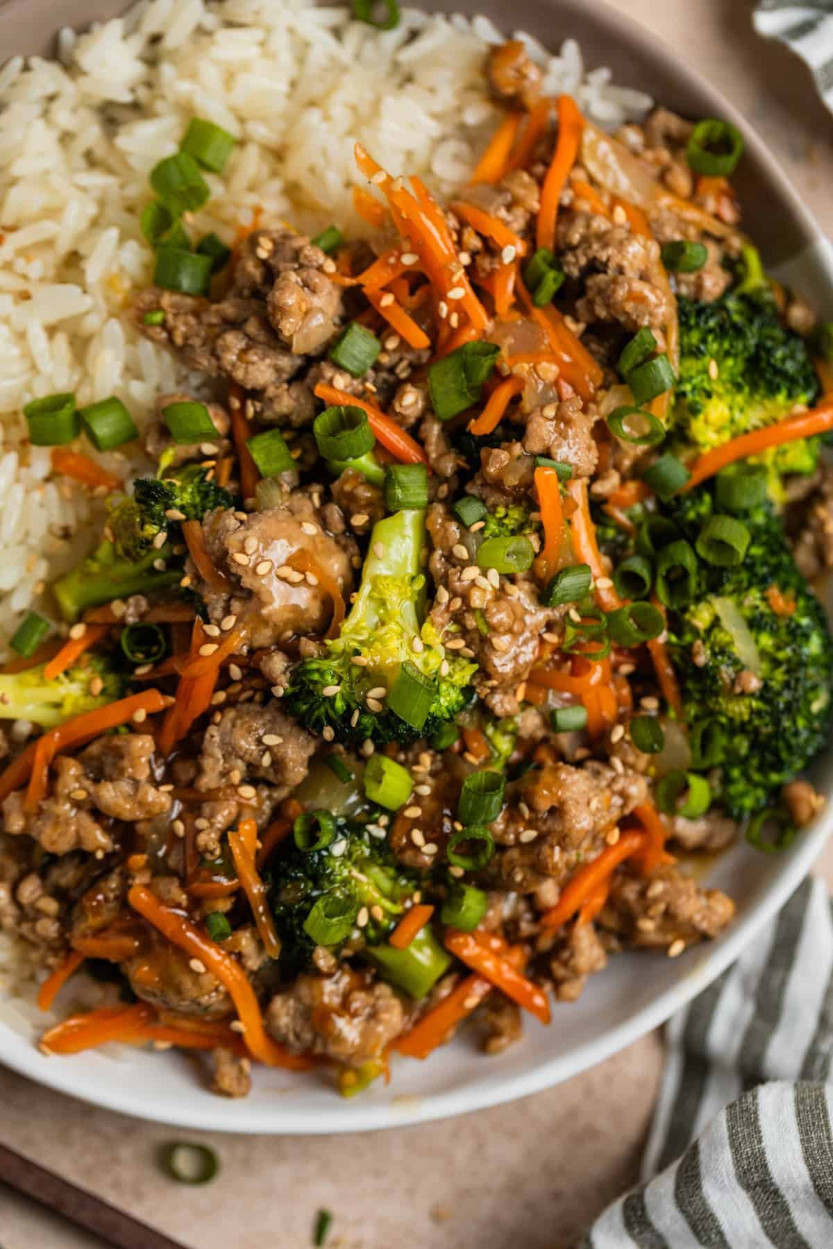 Easy 30 Minute Ground Turkey Teriyaki Stir Fry | Lemons & Zest