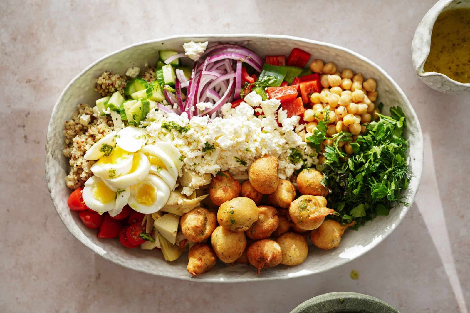 Mediterranean Quinoa Bowl with Fried Olives