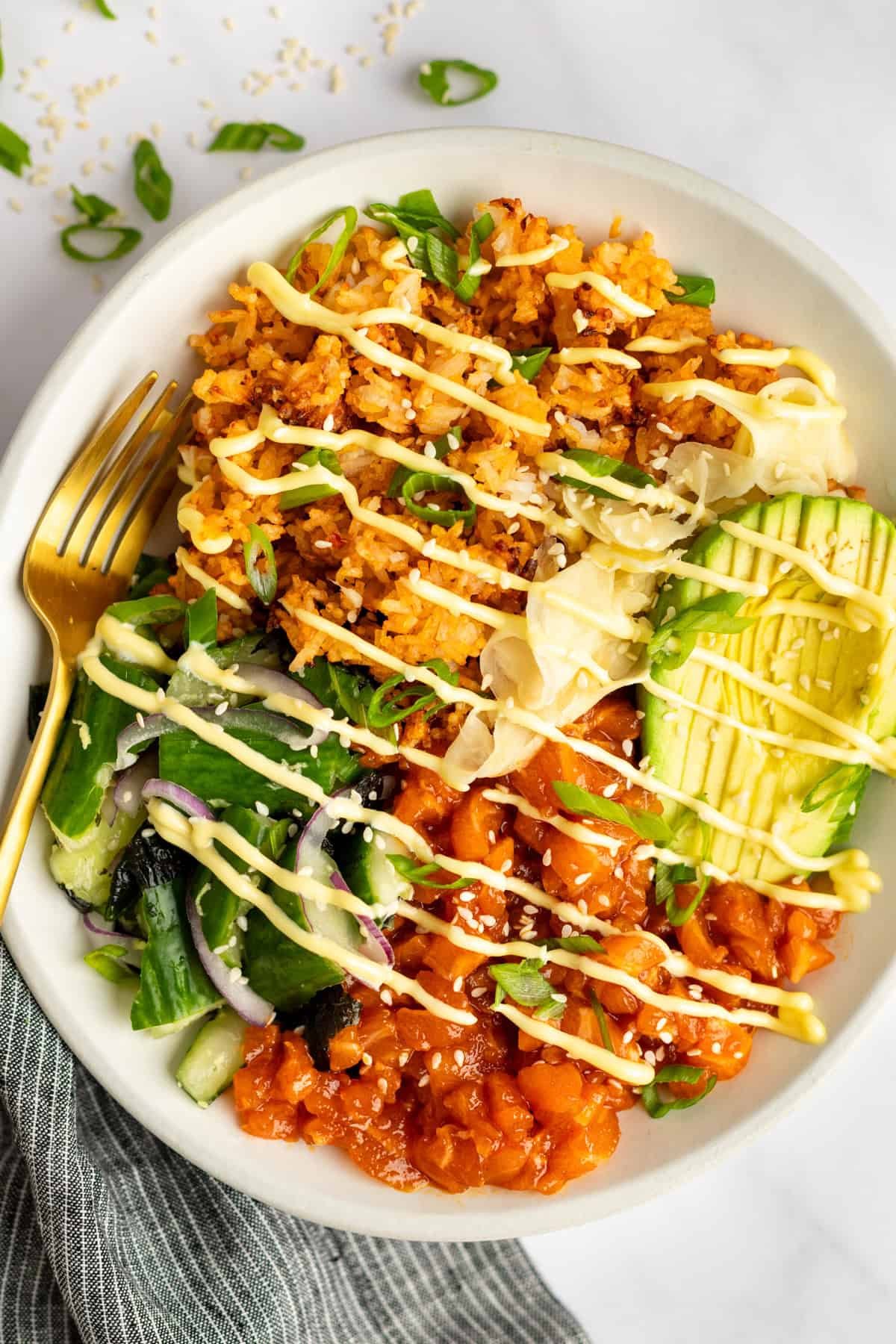 Spicy Salmon Crispy Rice Bowls - Fit Foodie Finds