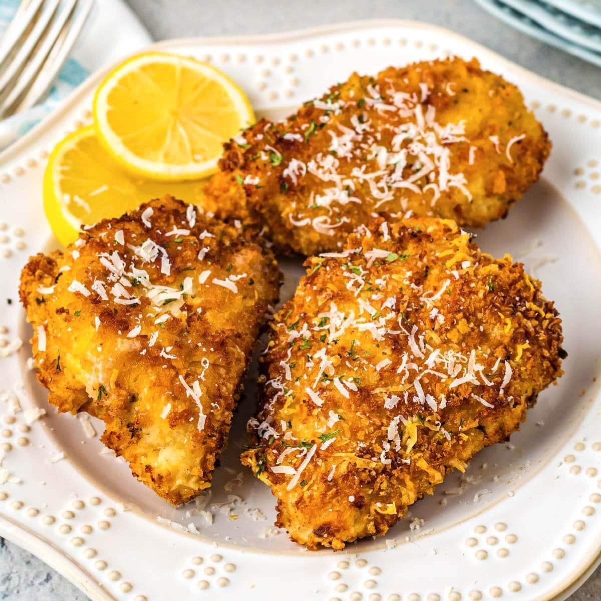 Air Fryer Parmesan Crusted Chicken - Simply Happy Foodie