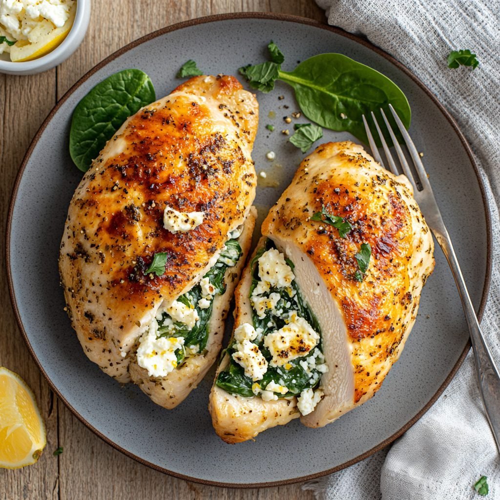 Feta-Stuffed Mediterranean Chicken Breasts with Lemon & Spinach Recipe | Instacart