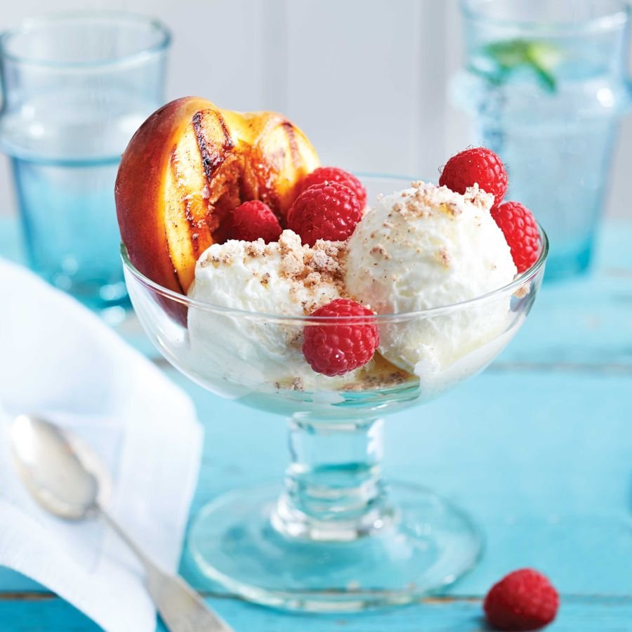 Grilled Peach Melba