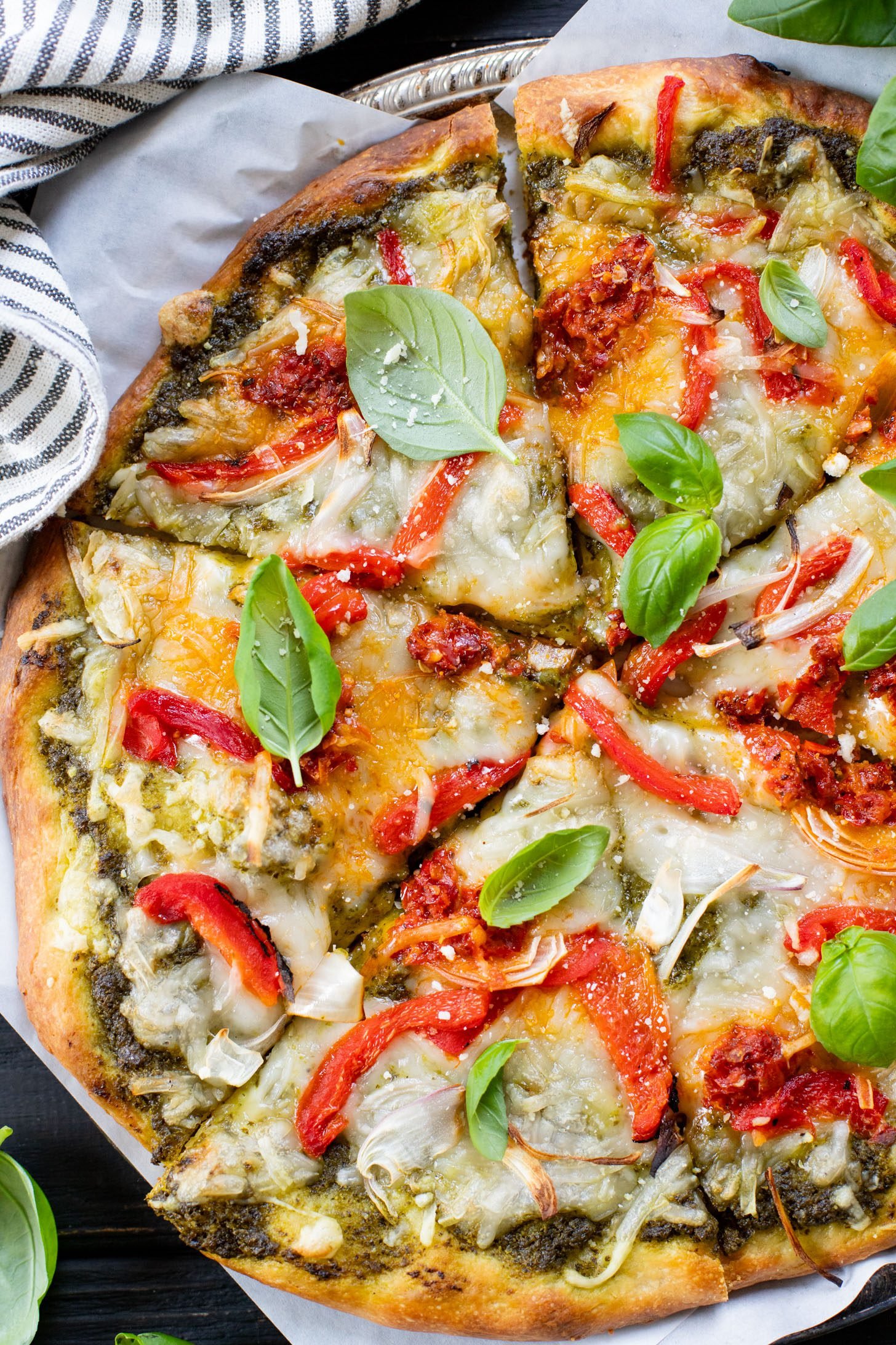 Roasted Red Pepper Pesto Pizza