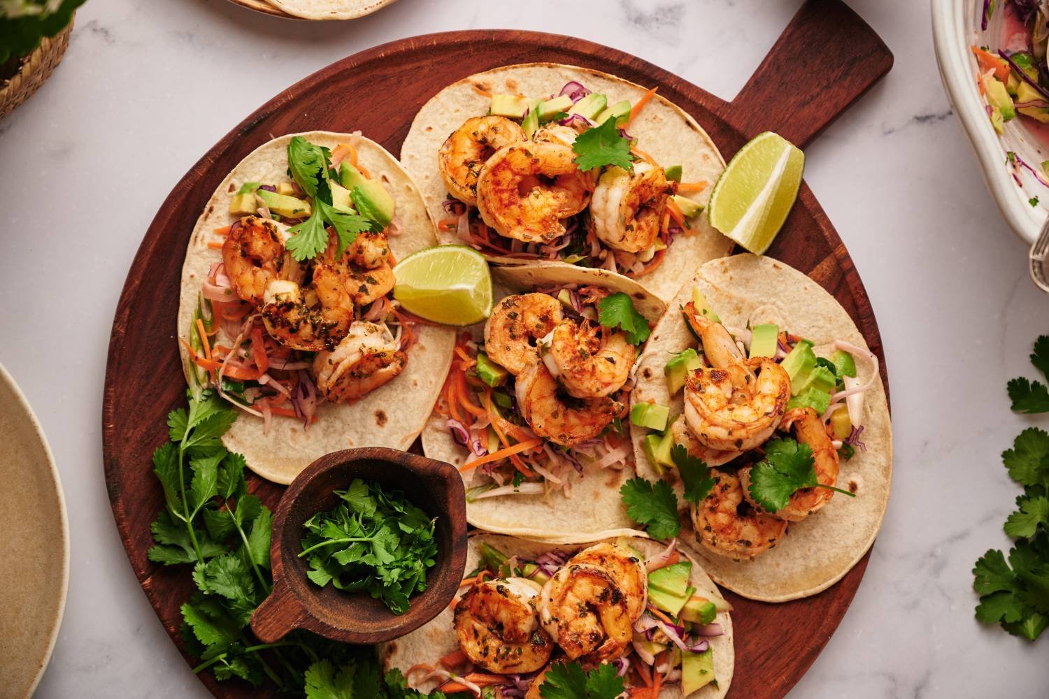 Shrimp Tacos with Cilantro Slaw - Slender Kitchen