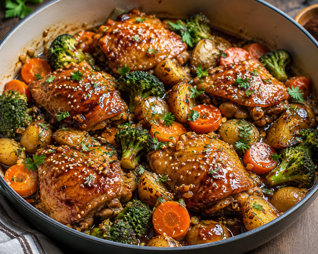 One Pot Honey Garlic Chicken and Vegetables Recipe