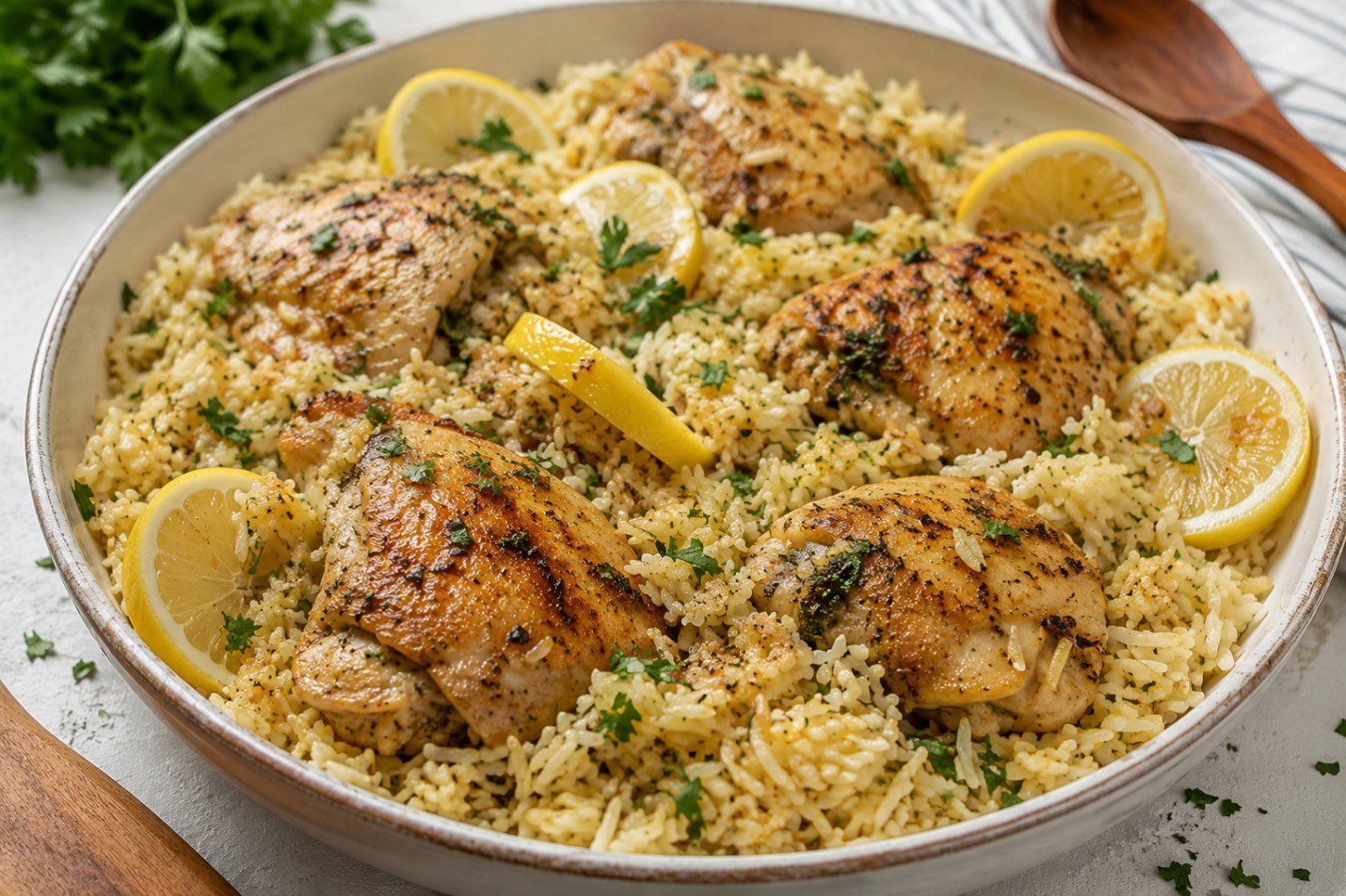 One Pot Lemon Herb Chicken and Rice