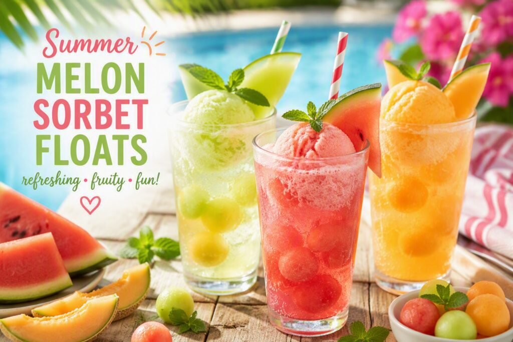 Melon Sorbet Floats Drink